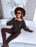 Knitted sweater "GLITTER BOW MO-4006" - CHOCO